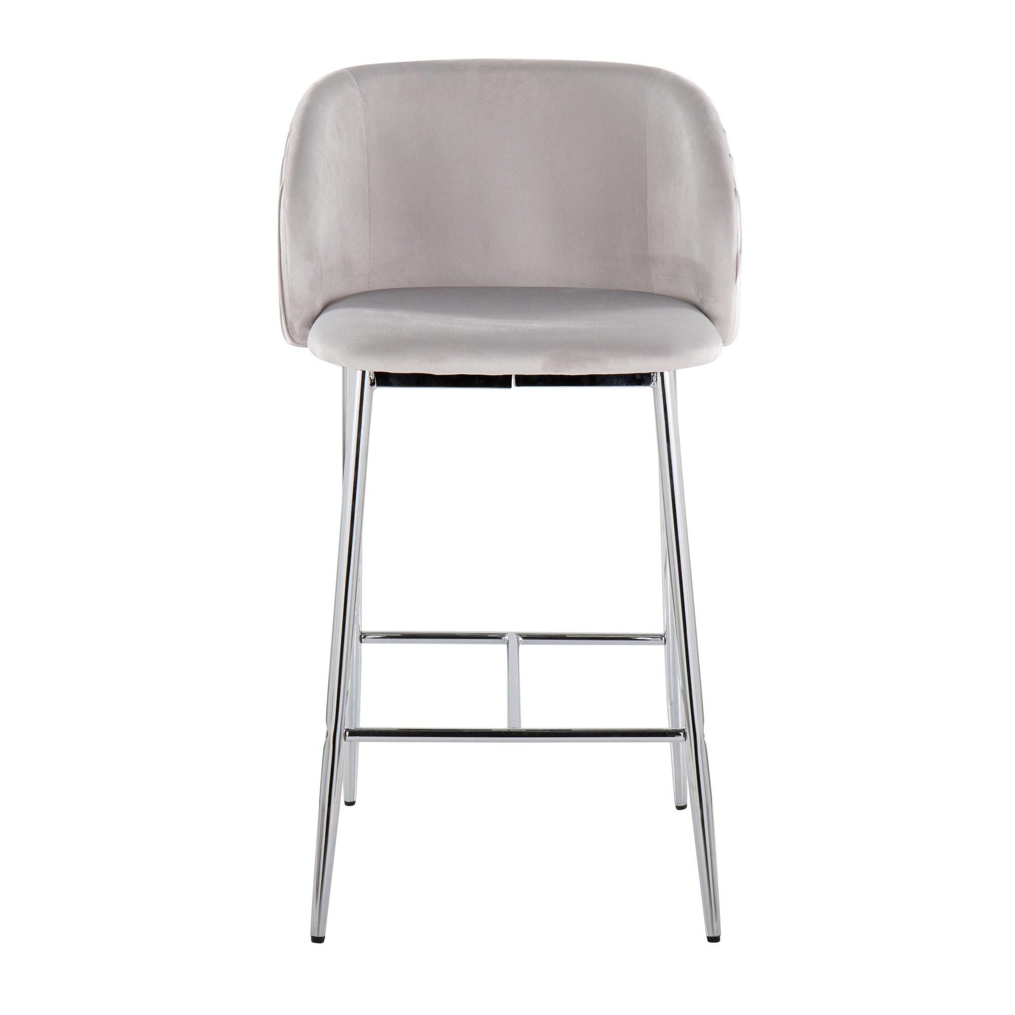 Fran Contemporary Pleated Velvet Counter Stool Chrome Silver (Set of 2) (Set of 2) 7 Fran Contemporary Pleated Velvet Counter Stool Chrome Silver (Set of 2) (Set of 2) - Image 7