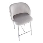 Fran Contemporary Pleated Velvet Counter Stool Chrome Silver (Set of 2) (Set of 2) 17 Fran Contemporary Pleated Velvet Counter Stool Chrome Silver (Set of 2) (Set of 2)