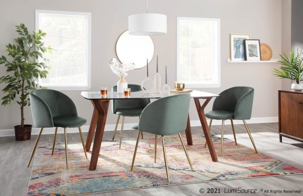 Fran Contemporary Sage Green Velvet Dining Chairs Set of 2 3