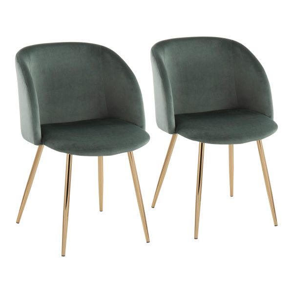 Fran Contemporary Sage Green Velvet Dining Chairs Set of 2 4