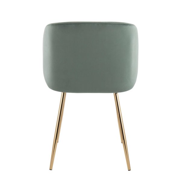 Fran Contemporary Sage Green Velvet Dining Chairs Set of 2 8