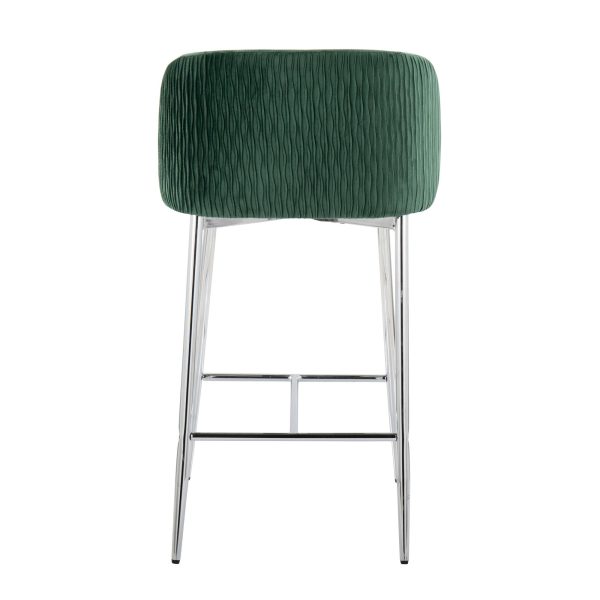 Fran Contemporary Velvet Counter Stool Chrome Green Set of 2 Set of 2 5