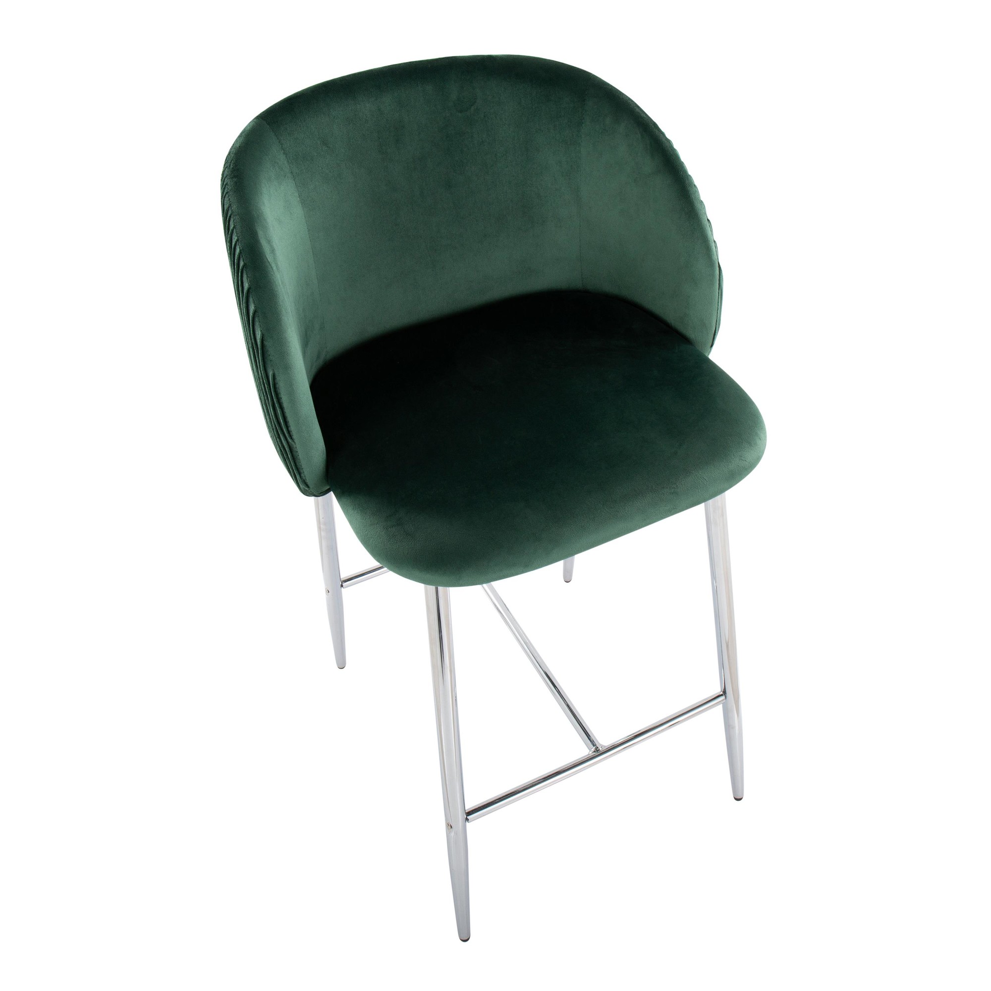 Fran Contemporary Velvet Counter Stool Chrome Green (Set of 2) (Set of 2) 8 Fran Contemporary Velvet Counter Stool Chrome Green (Set of 2) (Set of 2) - Image 8