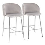 Fran Contemporary Velvet Counter Stools in Silver and Chrome (Set of 2) (Set of 2) 11 Fran Contemporary Velvet Counter Stools in Silver and Chrome (Set of 2) (Set of 2)