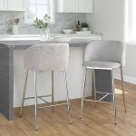 Fran Contemporary Velvet Counter Stools in Silver and Chrome (Set of 2) (Set of 2) 10 Fran Contemporary Velvet Counter Stools in Silver and Chrome (Set of 2) (Set of 2)