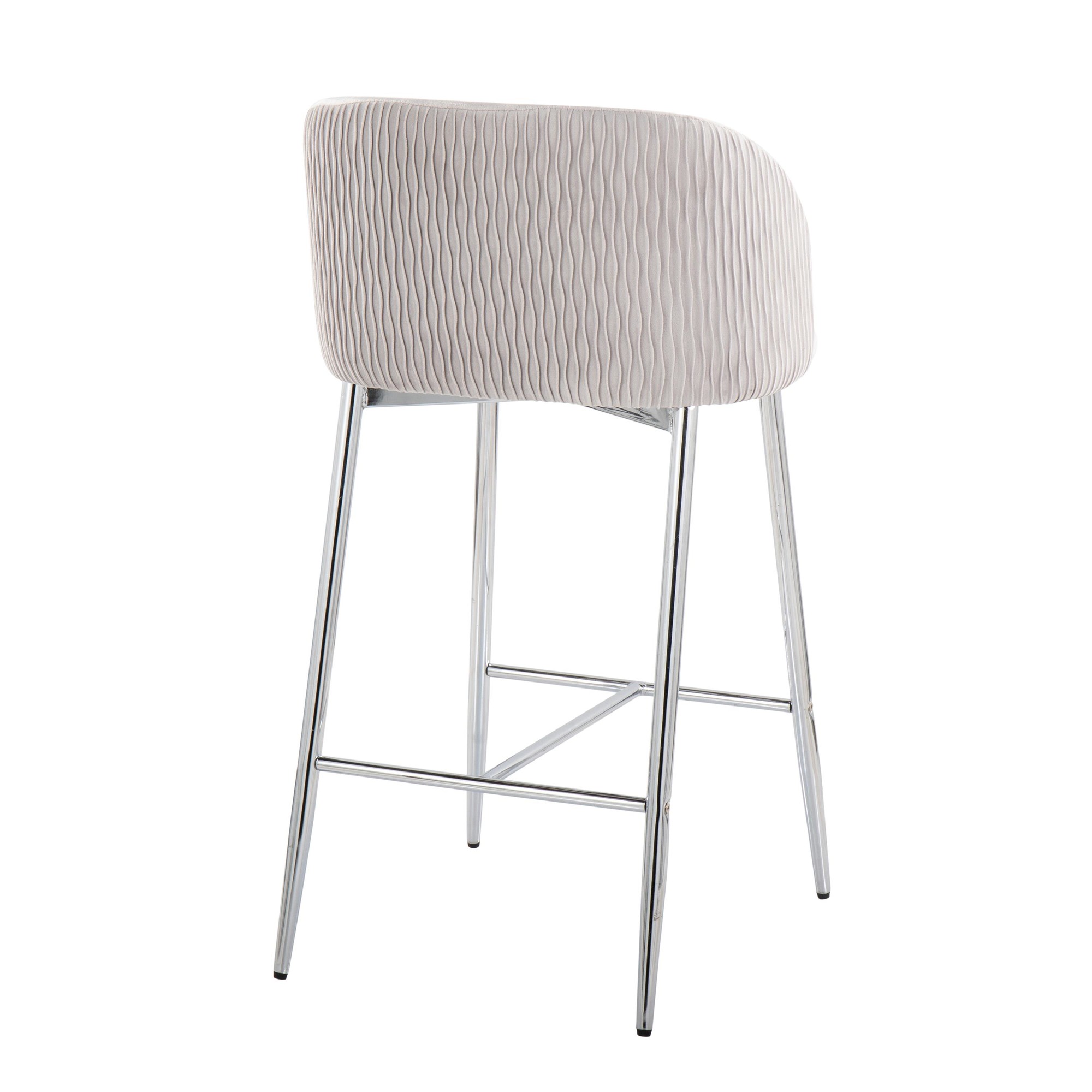Fran Contemporary Velvet Counter Stools in Silver and Chrome (Set of 2) (Set of 2) 5 Fran Contemporary Velvet Counter Stools in Silver and Chrome (Set of 2) (Set of 2) - Image 5