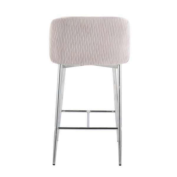Fran Contemporary Velvet Counter Stools in Silver and Chrome Set of 2 Set of 2 5