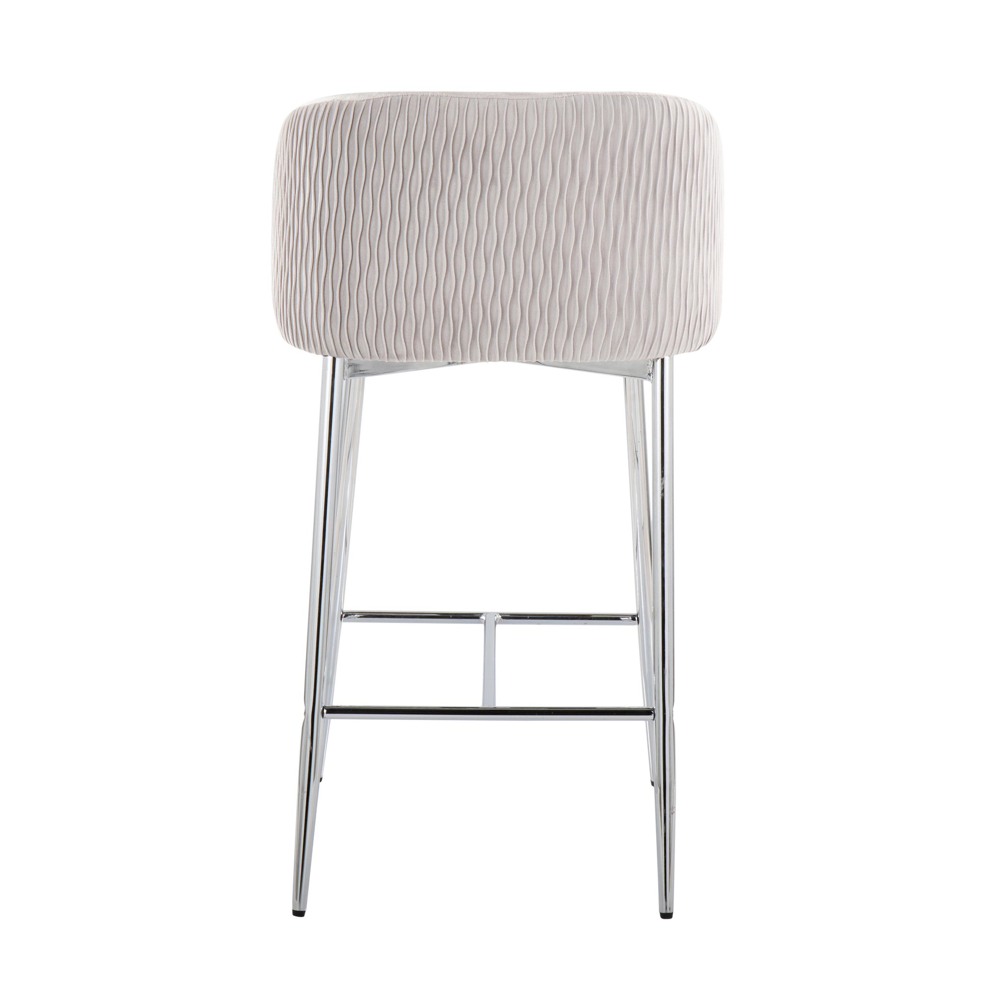 Fran Contemporary Velvet Counter Stools in Silver and Chrome (Set of 2) (Set of 2) 6 Fran Contemporary Velvet Counter Stools in Silver and Chrome (Set of 2) (Set of 2) - Image 6