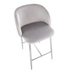 Fran Contemporary Velvet Counter Stools in Silver and Chrome (Set of 2) (Set of 2) 17 Fran Contemporary Velvet Counter Stools in Silver and Chrome (Set of 2) (Set of 2)