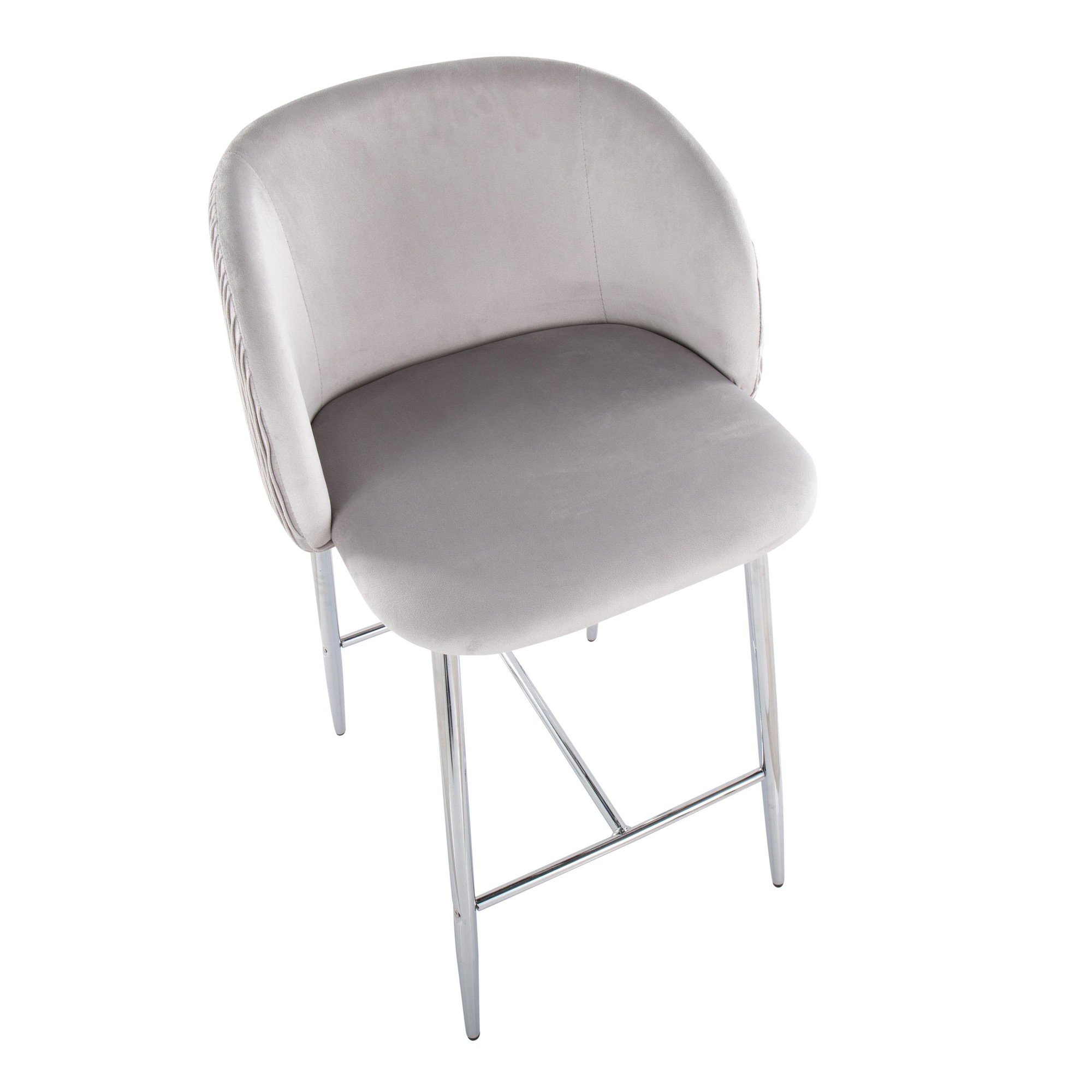 Fran Contemporary Velvet Counter Stools in Silver and Chrome (Set of 2) (Set of 2) 8 Fran Contemporary Velvet Counter Stools in Silver and Chrome (Set of 2) (Set of 2) - Image 8
