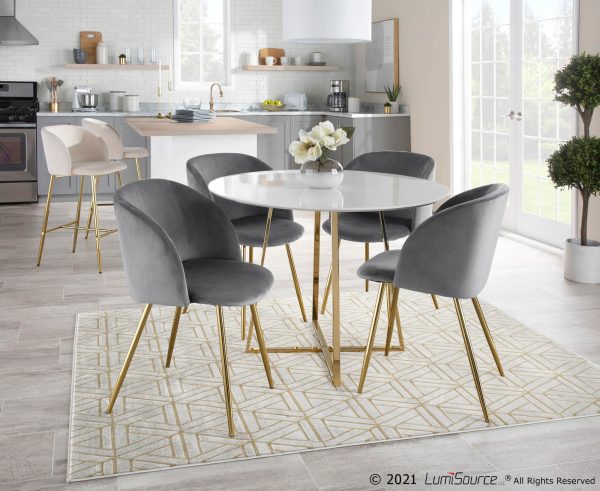 Fran Contemporary Velvet Dining Chairs in Gold and Silver Set of 2 Set of 2 1