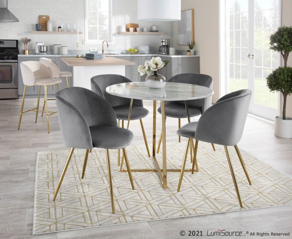 Fran Contemporary Velvet Dining Chairs in Gold and Silver Set of 2 Set of 2 3