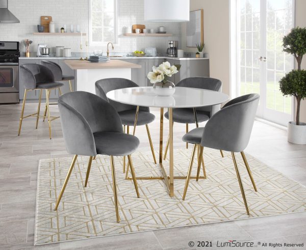 Fran Contemporary Velvet Dining Chairs in Gold and Silver Set of 2 Set of 2