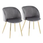 Fran Contemporary Velvet Dining Chairs in Gold and Silver (Set of 2) (Set of 2)