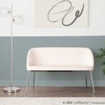 Fran Cream Velvet Chrome Metal Contemporary Accent Bench 10 Fran Cream Velvet Chrome Metal Contemporary Accent Bench
