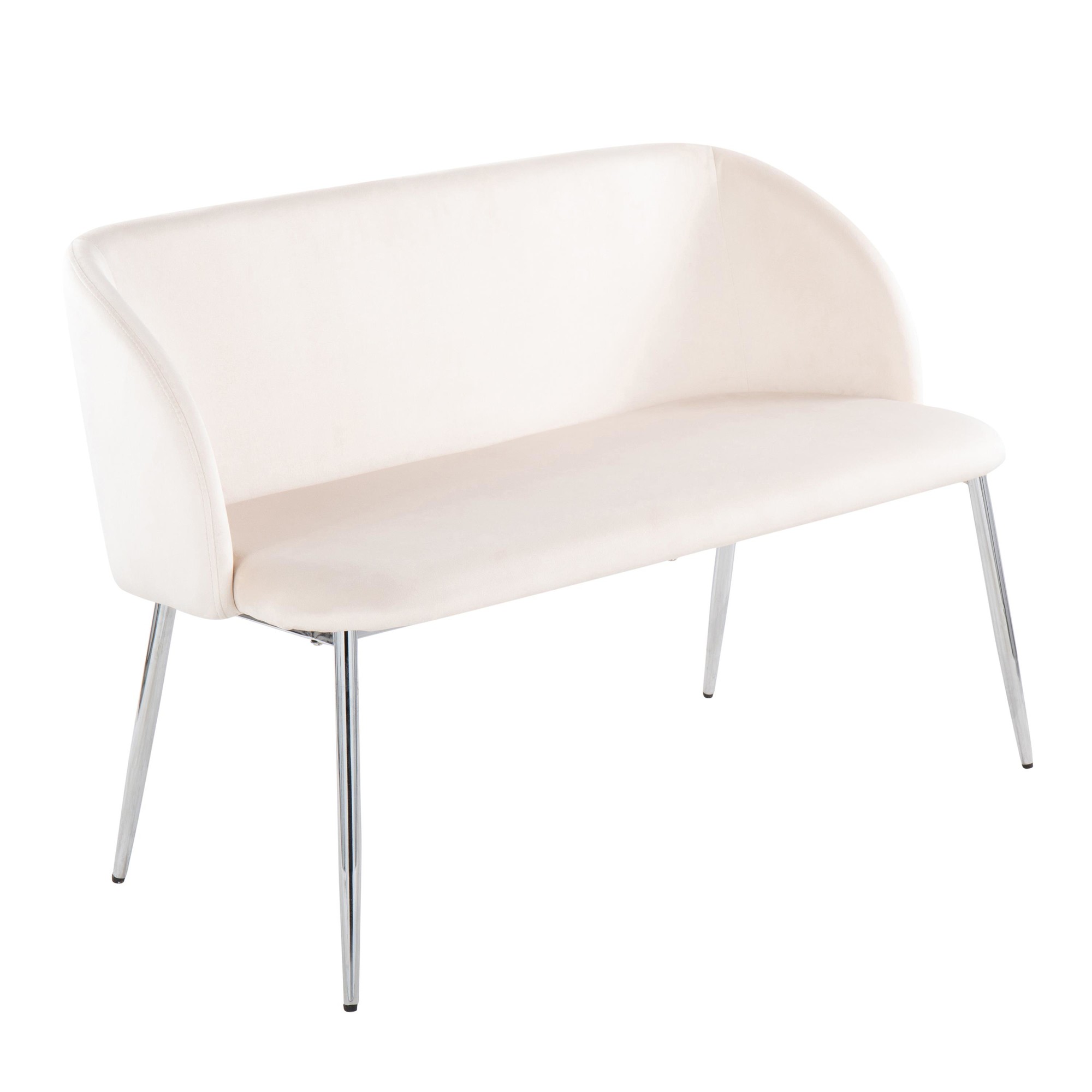 Fran Cream Velvet Chrome Metal Contemporary Accent Bench 3 Fran Cream Velvet Chrome Metal Contemporary Accent Bench - Image 3