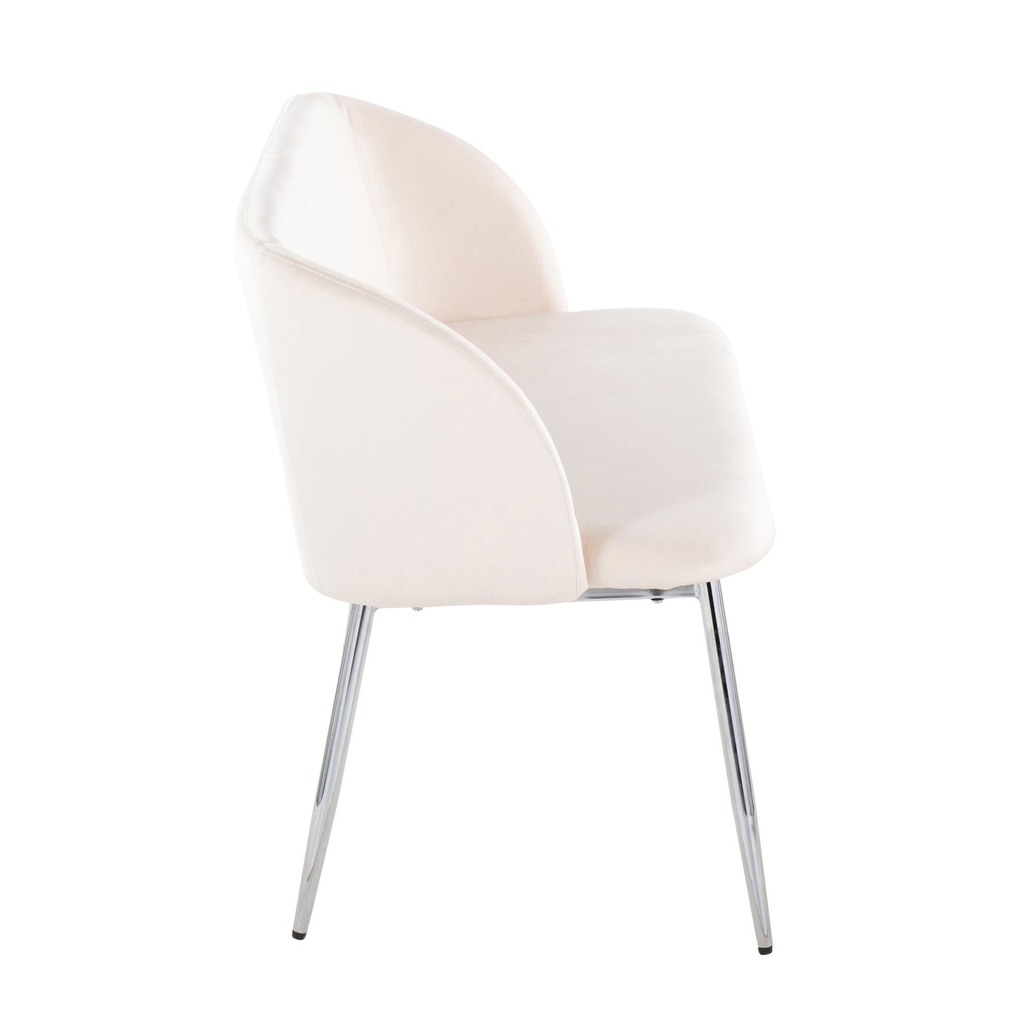Fran Cream Velvet Chrome Metal Contemporary Accent Bench 4 Fran Cream Velvet Chrome Metal Contemporary Accent Bench - Image 4