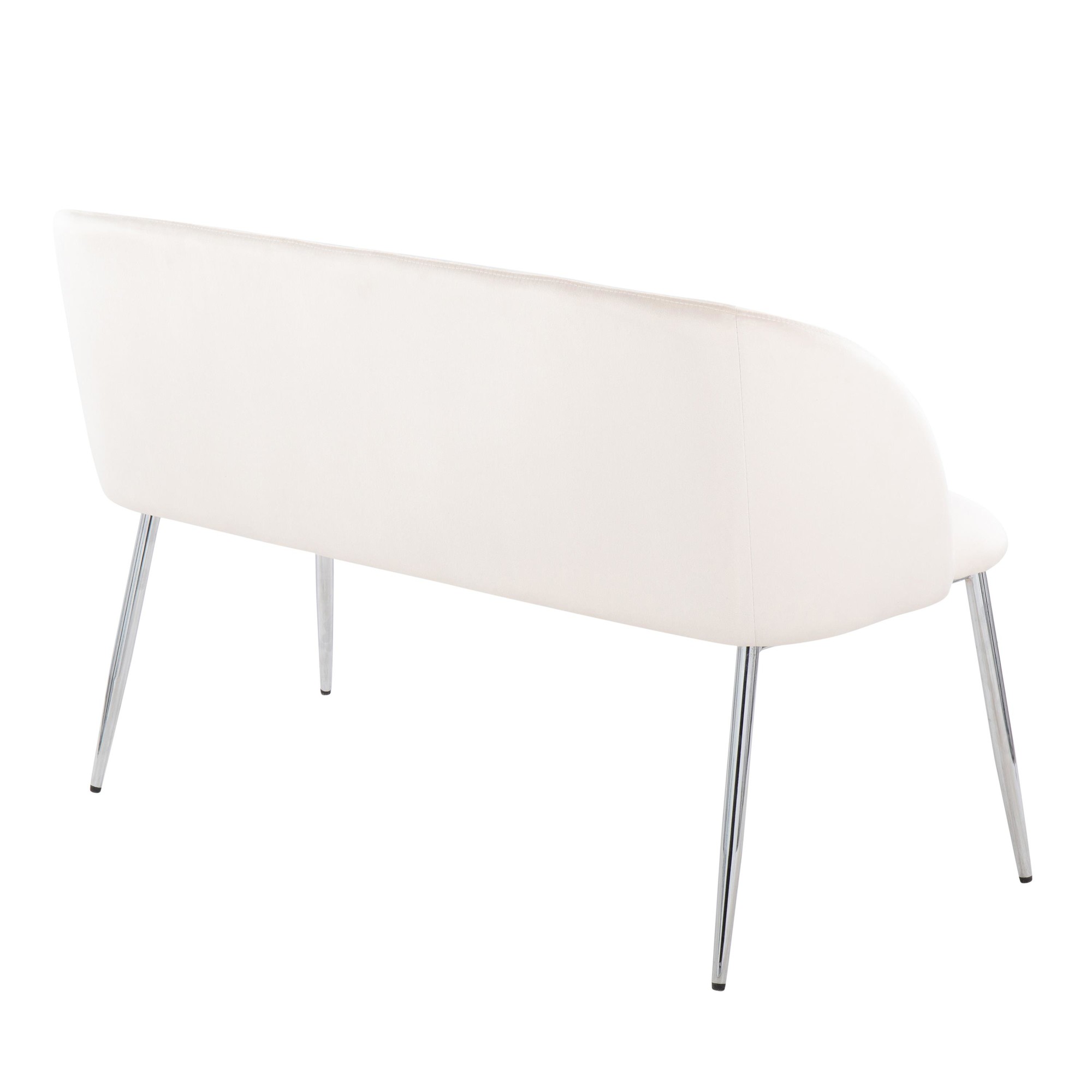 Fran Cream Velvet Chrome Metal Contemporary Accent Bench 5 Fran Cream Velvet Chrome Metal Contemporary Accent Bench - Image 5