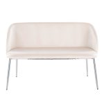 Fran Cream Velvet Chrome Metal Contemporary Accent Bench 16 Fran Cream Velvet Chrome Metal Contemporary Accent Bench