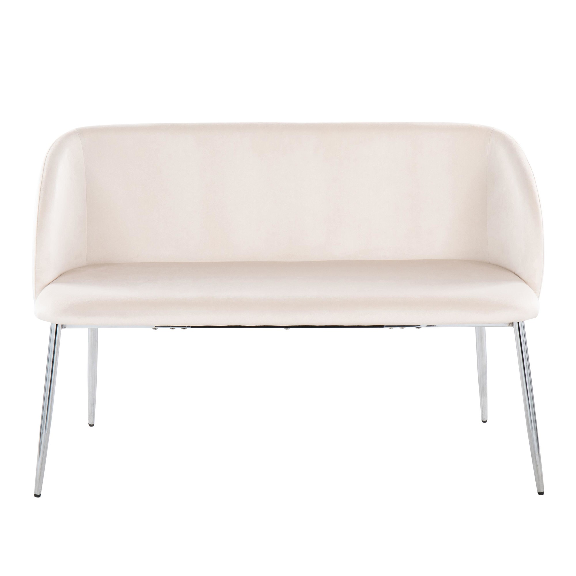 Fran Cream Velvet Chrome Metal Contemporary Accent Bench 7 Fran Cream Velvet Chrome Metal Contemporary Accent Bench - Image 7