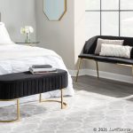 Fran Glam Black Velvet Gold Steel Bench 11 Fran Glam Black Velvet Gold Steel Bench