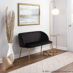 Fran Glam Black Velvet Gold Steel Bench 10 Fran Glam Black Velvet Gold Steel Bench