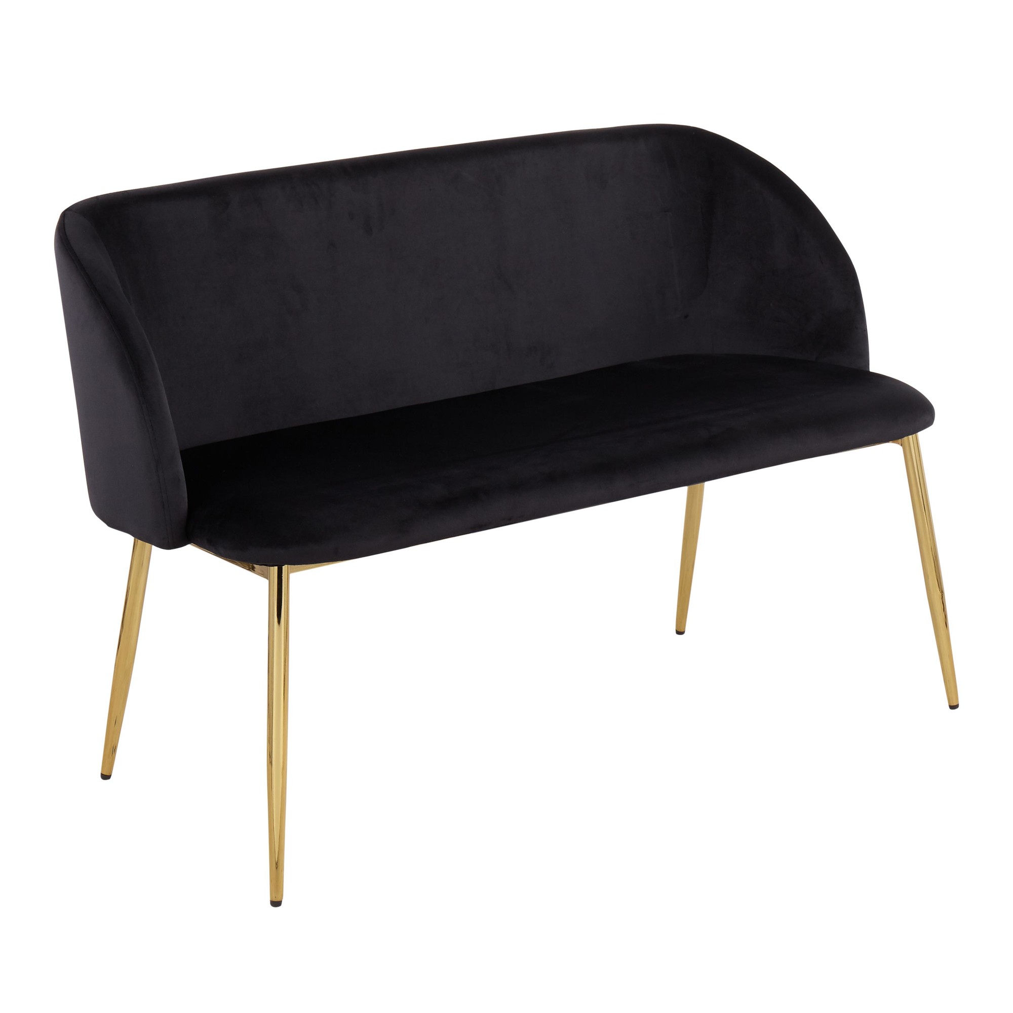 Fran Glam Black Velvet Gold Steel Bench 3 Fran Glam Black Velvet Gold Steel Bench - Image 3