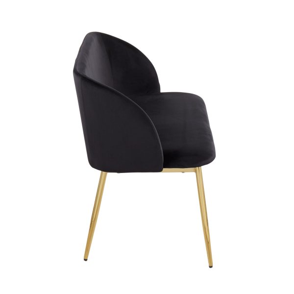 Fran Glam Black Velvet Gold Steel Bench 3