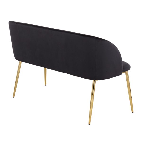 Fran Glam Black Velvet Gold Steel Bench 4