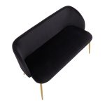 Fran Glam Black Velvet Gold Steel Bench 17 Fran Glam Black Velvet Gold Steel Bench