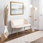 Fran Glam Cream Velvet Gold Steel Contemporary Bench