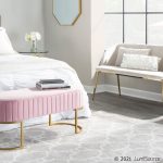 Fran Glam Cream Velvet Gold Steel Contemporary Bench