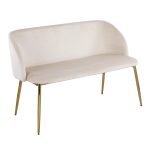 Fran Glam Cream Velvet Gold Steel Contemporary Bench