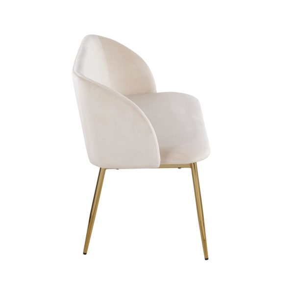 Fran Glam Cream Velvet Gold Steel Contemporary Bench 5