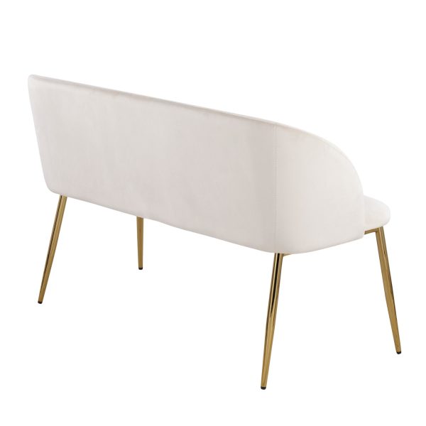 Fran Glam Cream Velvet Gold Steel Contemporary Bench 6