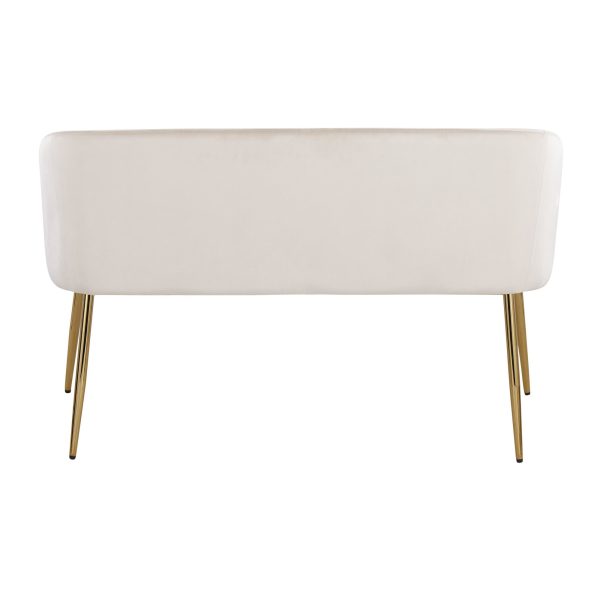 Fran Glam Cream Velvet Gold Steel Contemporary Bench 7
