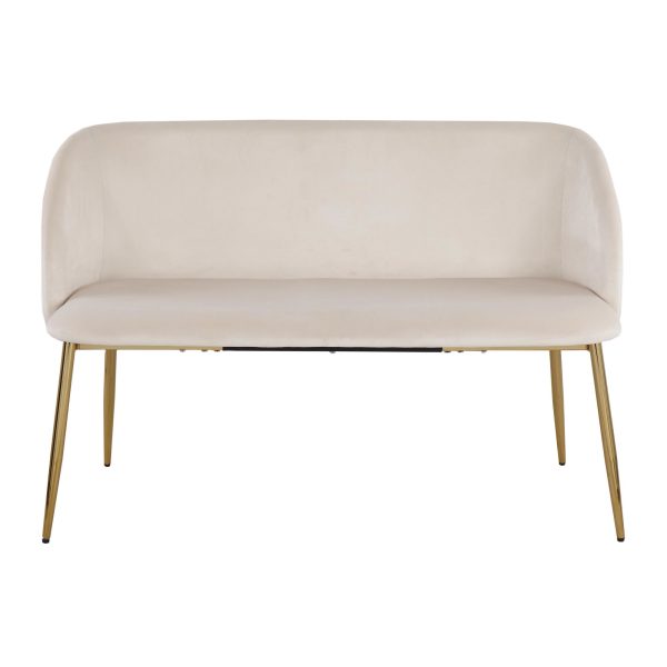 Fran Glam Cream Velvet Gold Steel Contemporary Bench 8