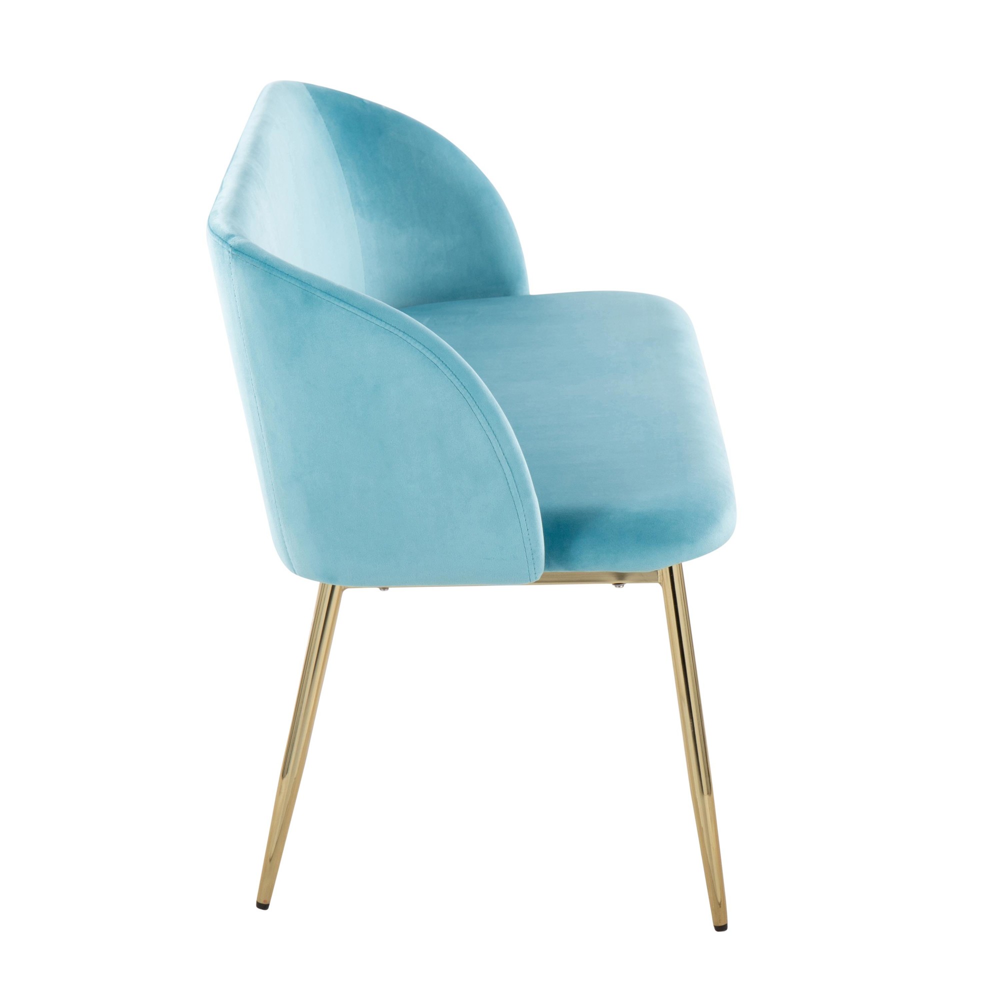 Fran Glam Light Blue Velvet Gold Metal Bench 4 Fran Glam Light Blue Velvet Gold Metal Bench - Image 4