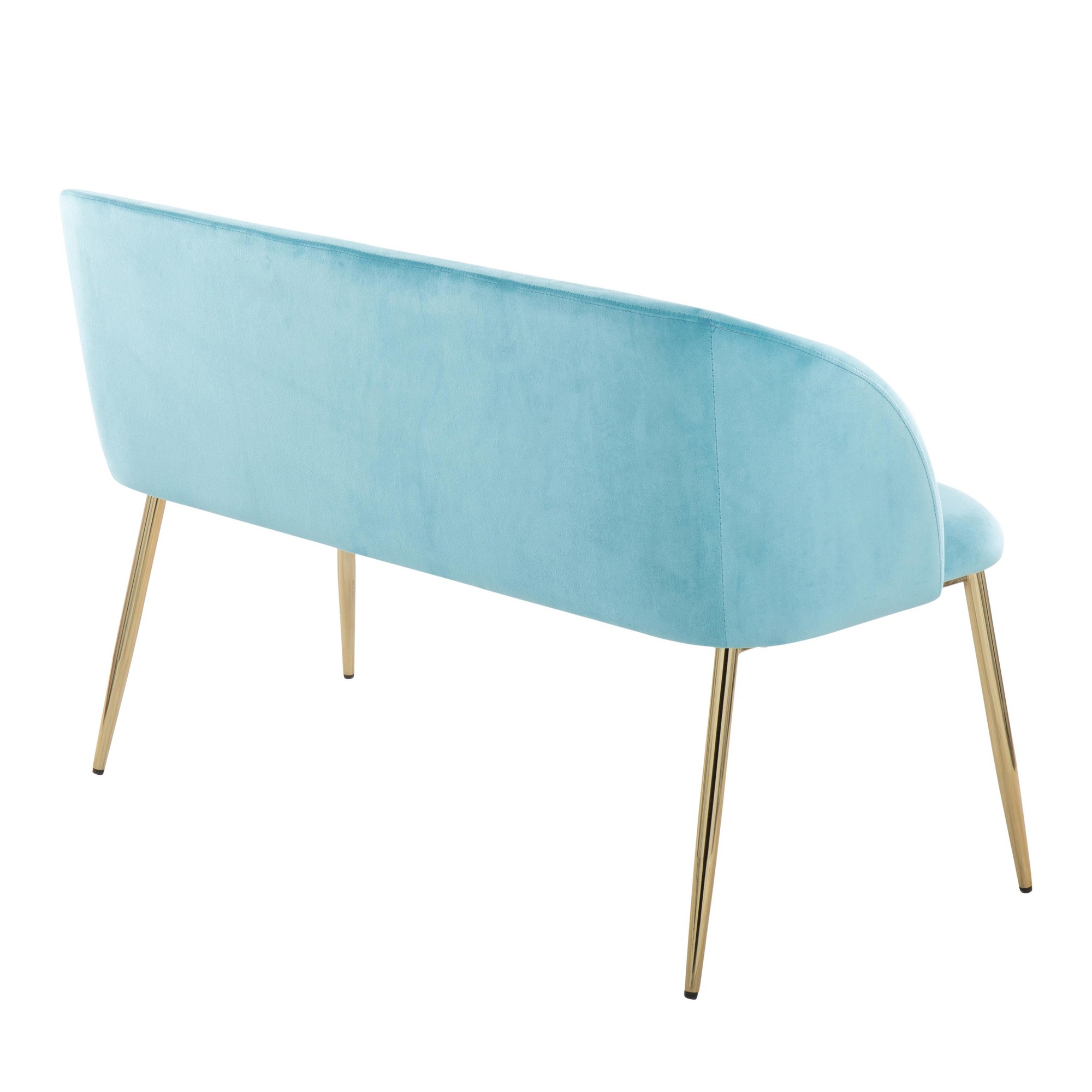 Fran Glam Light Blue Velvet Gold Metal Bench 5 Fran Glam Light Blue Velvet Gold Metal Bench - Image 5