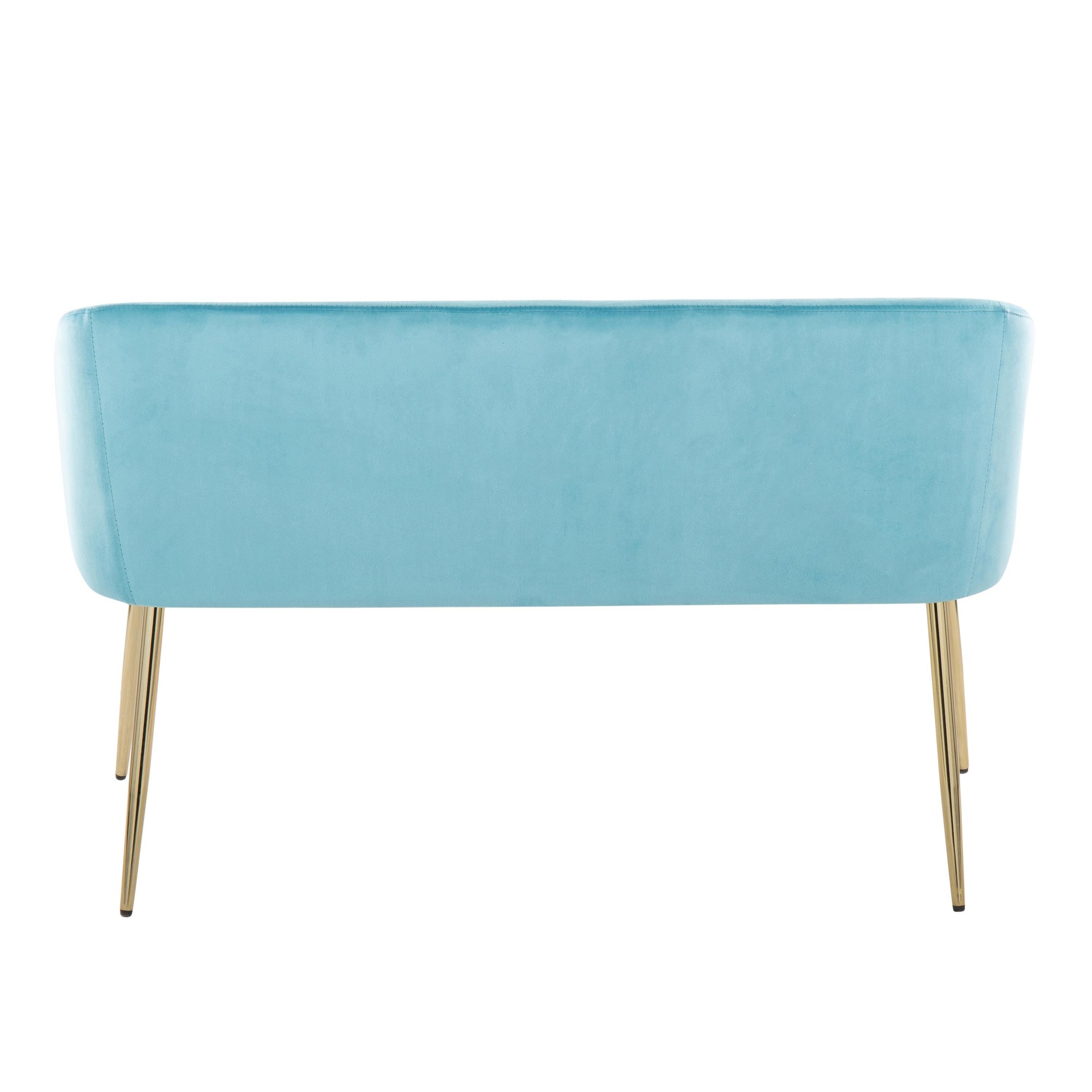 Fran Glam Light Blue Velvet Gold Metal Bench 6 Fran Glam Light Blue Velvet Gold Metal Bench - Image 6