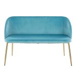 Fran Glam Light Blue Velvet Gold Metal Bench 16 Fran Glam Light Blue Velvet Gold Metal Bench