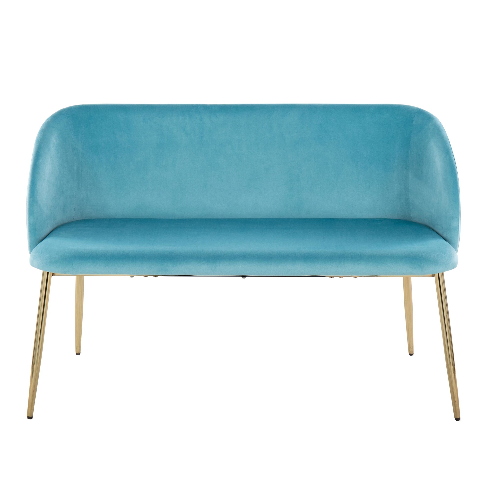 Fran Glam Light Blue Velvet Gold Metal Bench 7 Fran Glam Light Blue Velvet Gold Metal Bench - Image 7