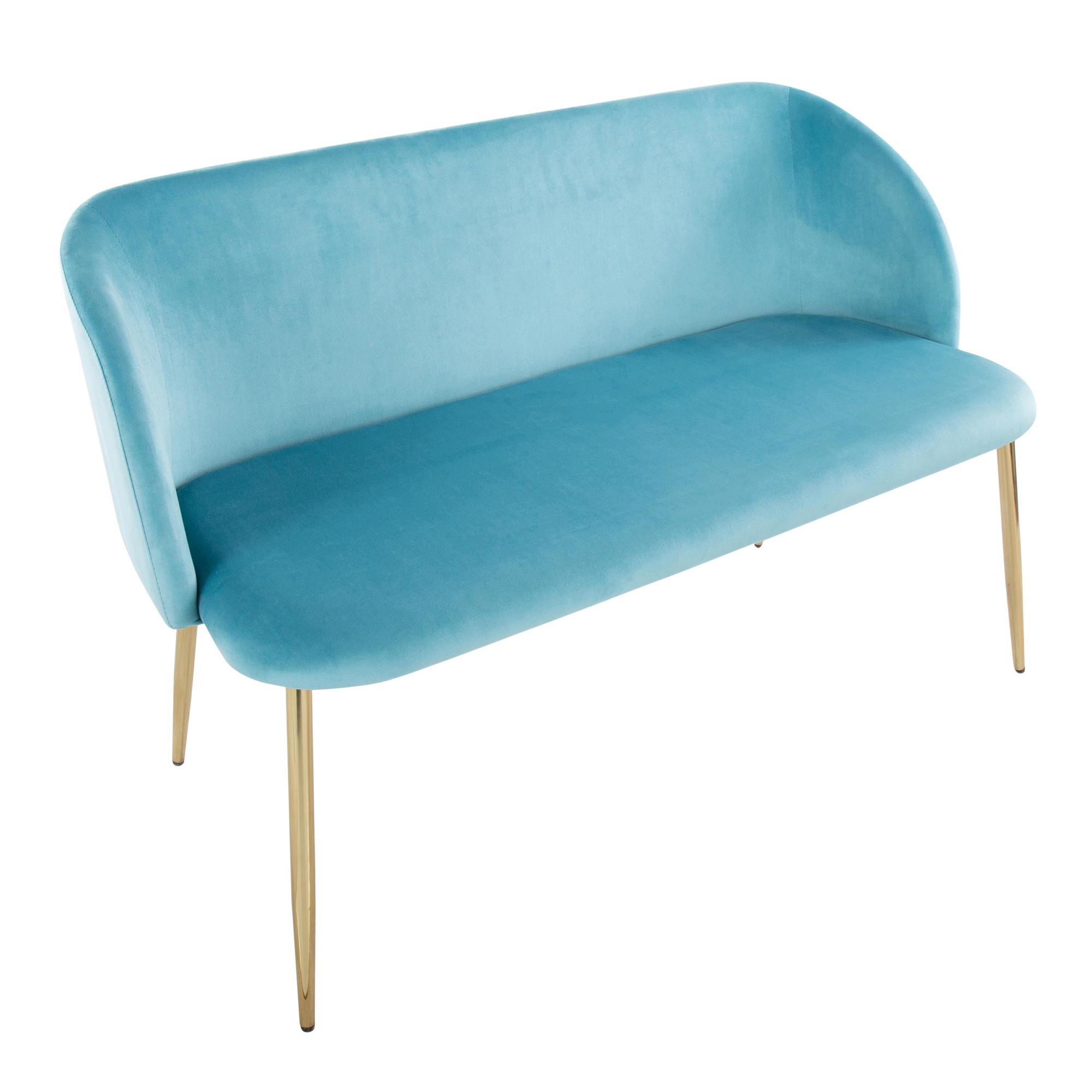 Fran Glam Light Blue Velvet Gold Metal Bench 8 Fran Glam Light Blue Velvet Gold Metal Bench - Image 8