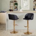 Fran Gold Black Contemporary Adjustable Barstool (Set of 2) 12 Fran Gold Black Contemporary Adjustable Barstool (Set of 2)