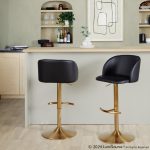 Fran Gold Black Contemporary Adjustable Barstool (Set of 2) 11 Fran Gold Black Contemporary Adjustable Barstool (Set of 2)