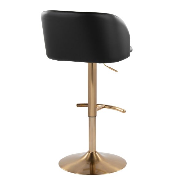 Fran Gold Black Contemporary Adjustable Barstool Set of 2 5