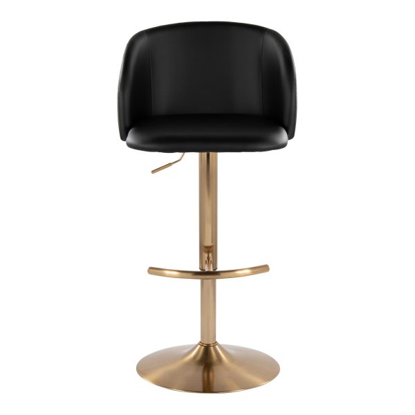 Fran Gold Black Contemporary Adjustable Barstool Set of 2 7