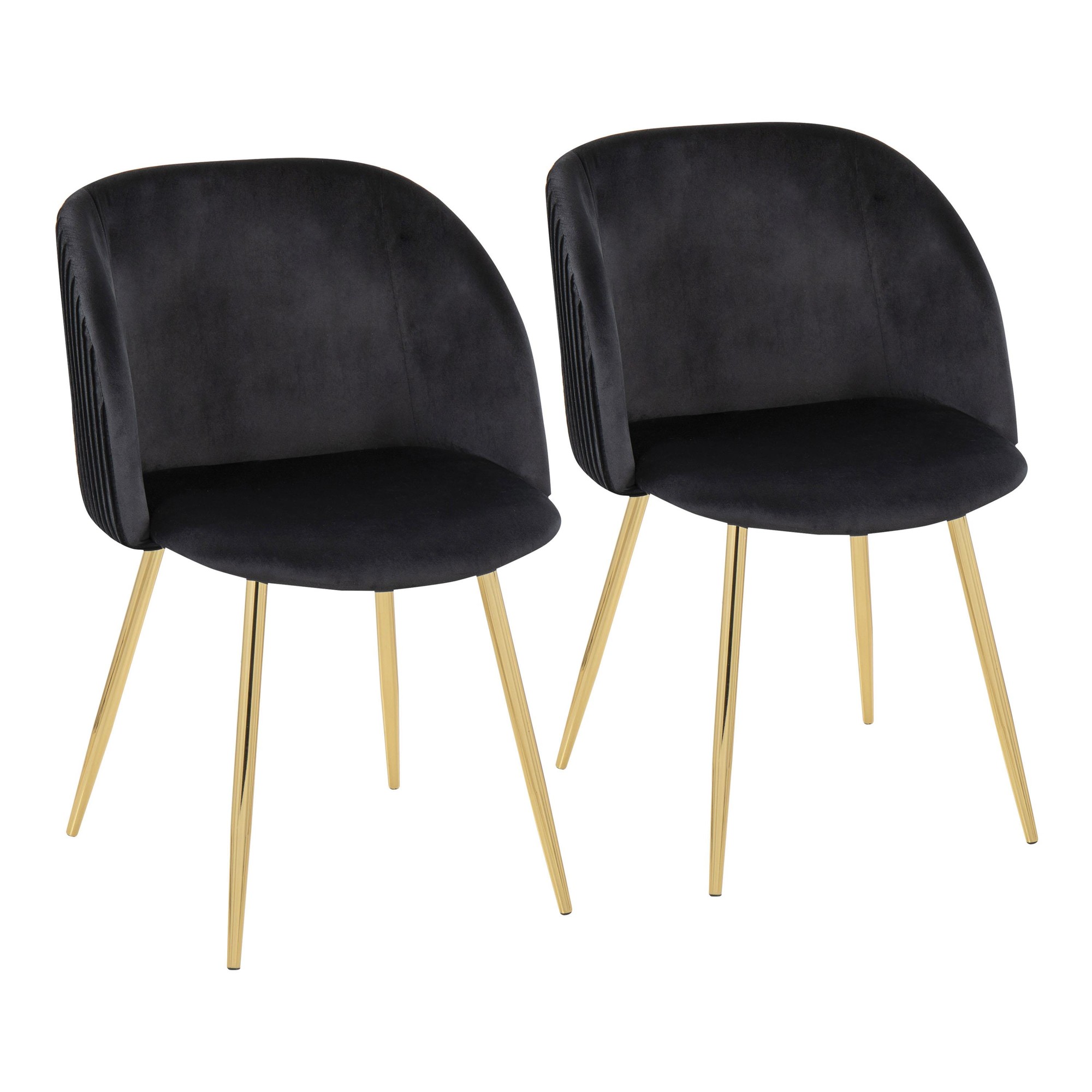 Fran Gold Black Velvet Pleated Contemporary Chairs (Set of 2) 3 Fran Gold Black Velvet Pleated Contemporary Chairs (Set of 2) - Image 3