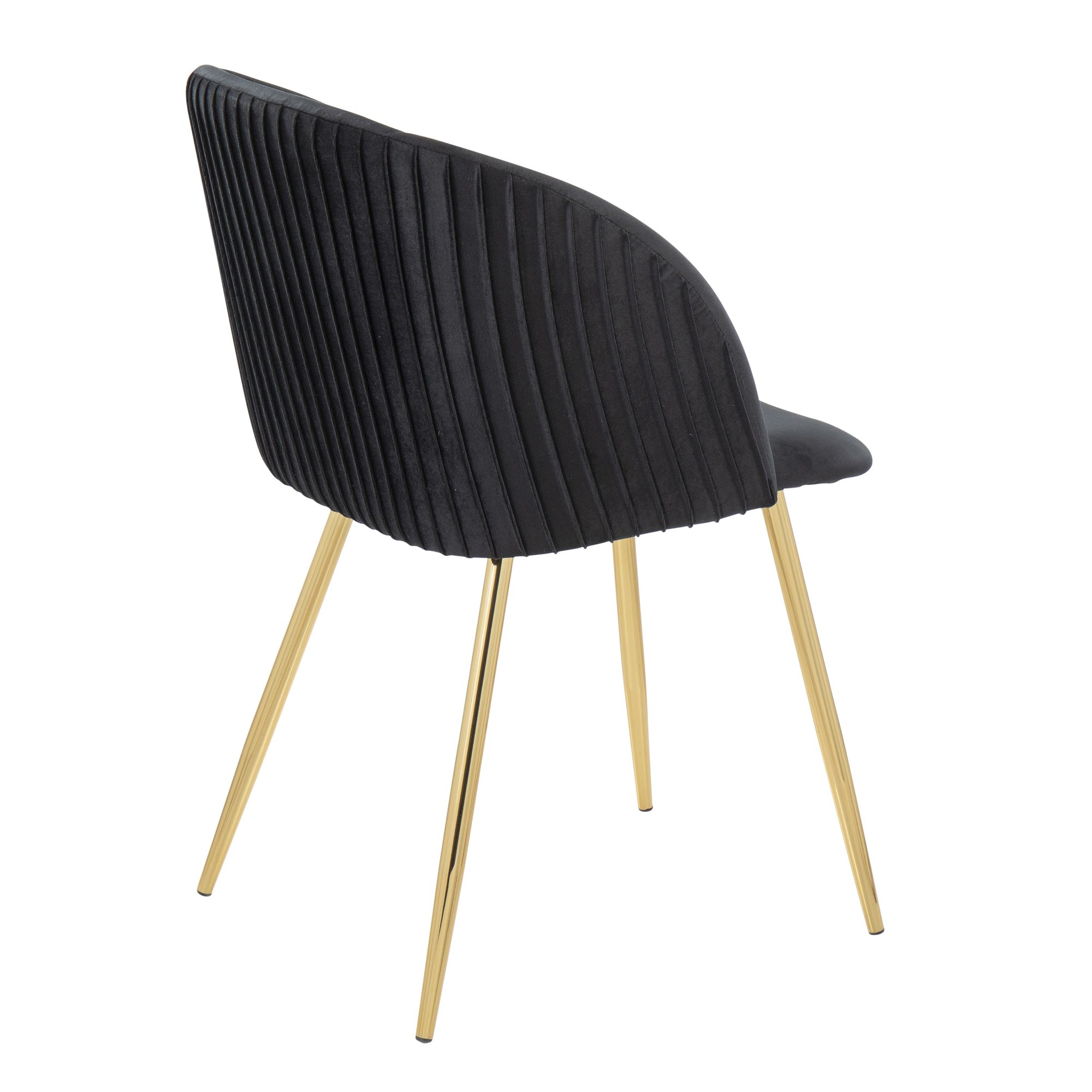 Fran Gold Black Velvet Pleated Contemporary Chairs (Set of 2) 6 Fran Gold Black Velvet Pleated Contemporary Chairs (Set of 2) - Image 6
