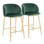 Fran Gold Green Velvet Pleated Counter Stools (Set of 2) 11 Fran Gold Green Velvet Pleated Counter Stools (Set of 2)